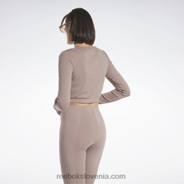 Reebok klasična majica z dolgimi rokavi R22JR563 taupe ženske