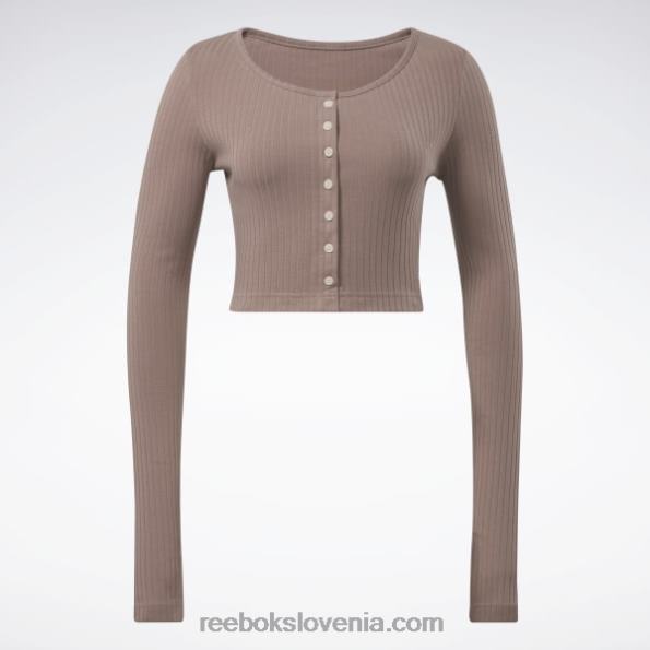 Reebok klasična majica z dolgimi rokavi R22JR563 taupe ženske