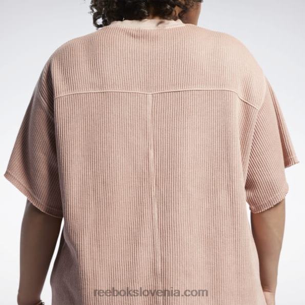 Reebok klasična vafelj majica z naravnim barvilom (večja velikost) R22JR982 kanjonske korale ženske