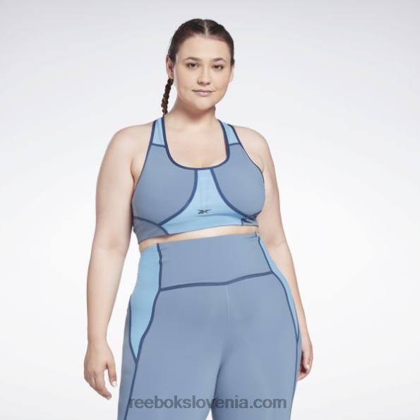 Reebok lux racer podložen nedrček z barvnimi bloki (večja velikost) R22JR832 modri skrilavec ženske