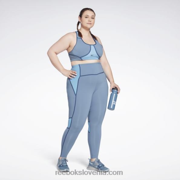 Reebok lux racer podložen nedrček z barvnimi bloki (večja velikost) R22JR832 modri skrilavec ženske