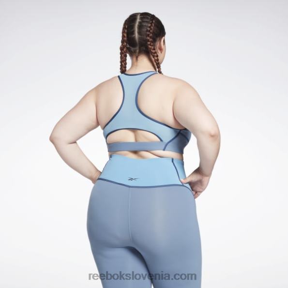 Reebok lux racer podložen nedrček z barvnimi bloki (večja velikost) R22JR832 modri skrilavec ženske