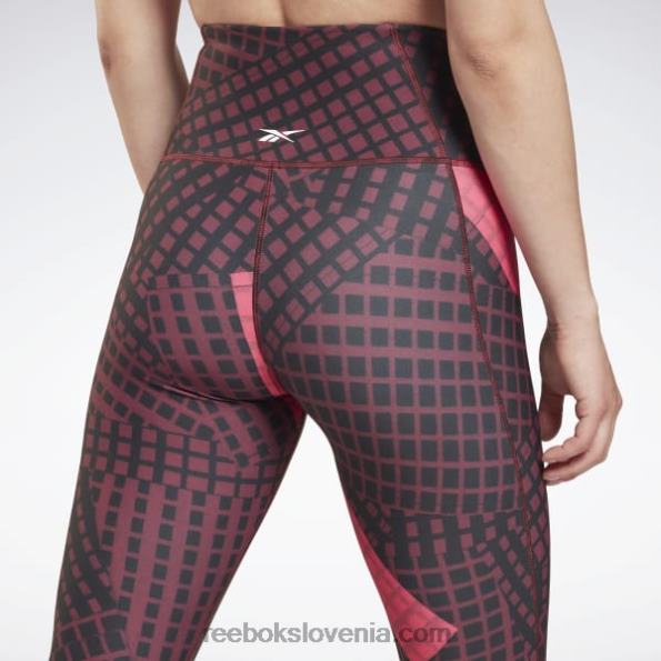 Reebok lux drzne pajkice z visokim pasom R22JR981 kostanjeva ženske