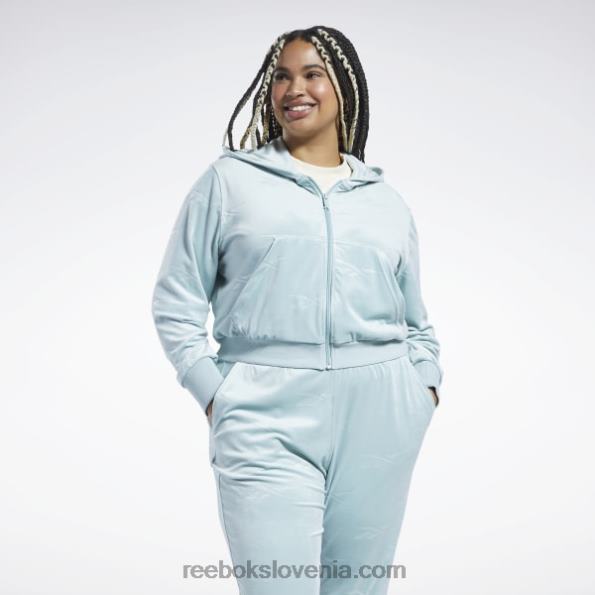 Reebok classics energy q4 pulover z zadrgo iz velurja (večja velikost) R22JR899 obmorska siva ženske