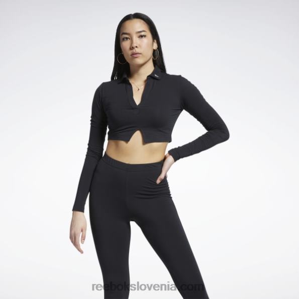 Reebok klasična polo majica z dolgimi rokavi R22JR669 Črna ženske